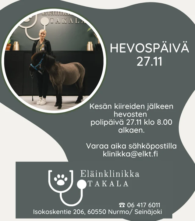 Paljon kyselty Hevospäivä 🤍 Varaa aika sähköpostilla. Klinikka@elkt.fi